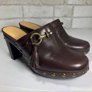 Coach Shasha leather tassels Studded Clogs Sz 7.5